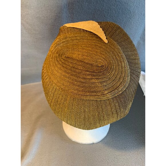 Norman Durand Ladies Brown Metallic Hat Sz 22 Vintage - Picture 12 of 16